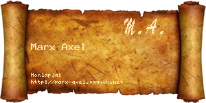 Marx Axel névjegykártya